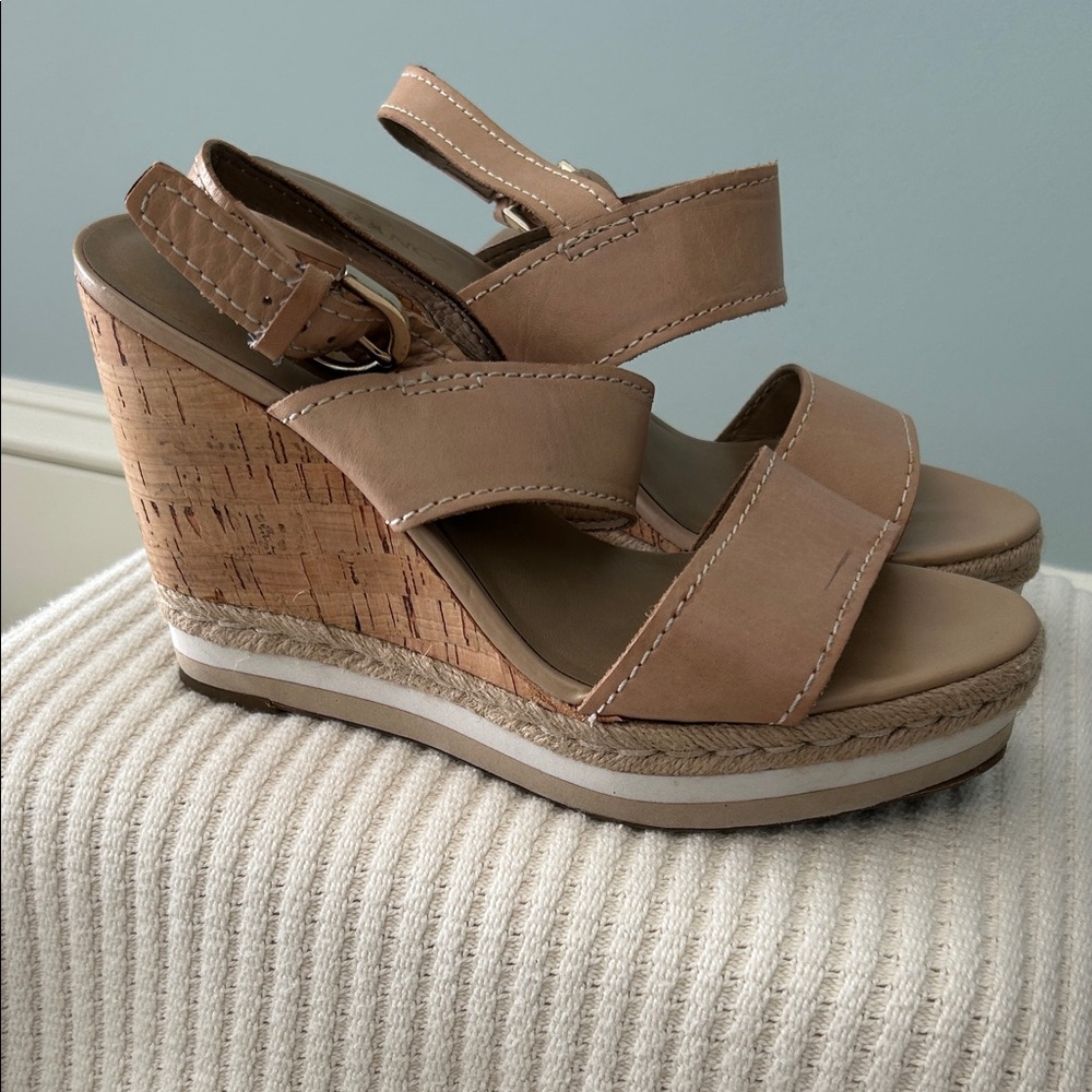 Franco Sarto Beige Wedge Sandals